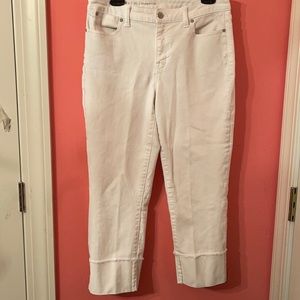TALBOTS Straight Crop White Denim Jeans 10